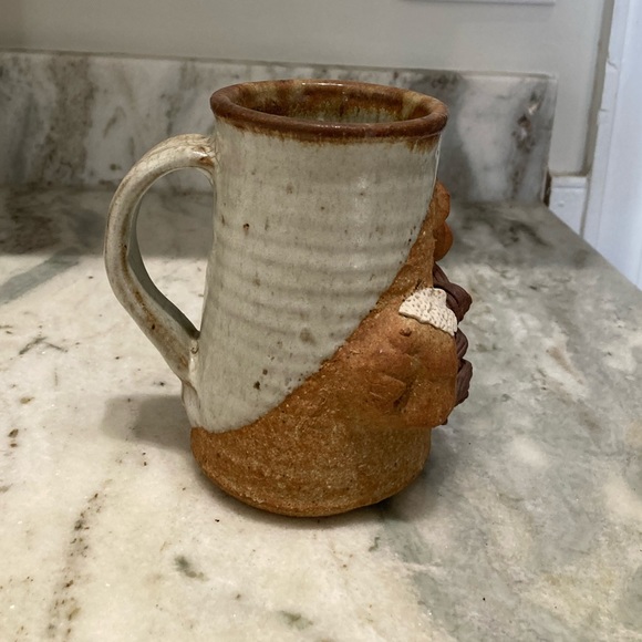 Handmade Ceramic Pottery Ugly Grumpy Face Coffee Mug - Picture 5 of 5